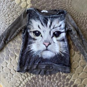 Fuzzy warm sweater, size 12-14 girl, cat image
